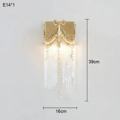 Gold Crystal Chandelier Pendant Light with Cascade Glass Rods & Beads