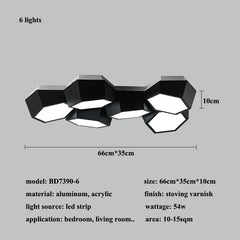 Modern Geometric Hexagon Flush Mount Ceiling Light Fixture