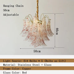 Gold Floral Bell Shaped Glass Chandelier Pendant Light