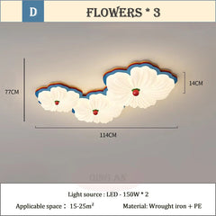 White Petal Flower Flush Mount Light with Multicolor Accents