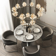 Gold Crystal Orb Linear Pendant Light with Oval Frame