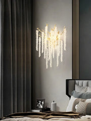 Gold Crystal Branch Wall Sconce with Cascading Beads