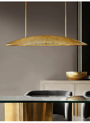 Gold Textured Linear Pendant Light with Brushed Brass Finish