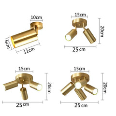 Brushed Gold Cylinder Spotlights Surface Mount Ceiling Light