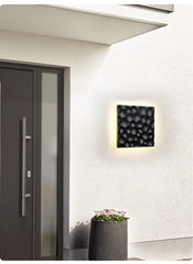 Textured Stone Geometric Wall Sconce with Backlight Illumination