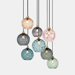 Textured Glass Globe Pendant Light with Gold Finish Metal Frame