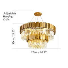 Tiered Crystal Chandelier with Black Accents and Gold Finish