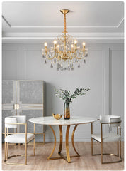 Gold Crystal Waterfall Chandelier Light with Tiered Cascade Droplets