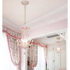 Pink Rose Crystal Chandelier Multi-Arm Pendant Light