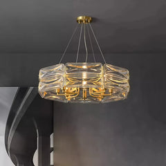 Gold Frame Geometric Crystal Chandelier Pendant Light Fixture