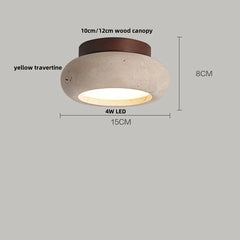 Yellow Travertine Natural Stone Flush Mount Light
