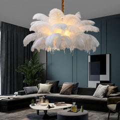 Feather Pendant Light Gold Finish Tiered Design