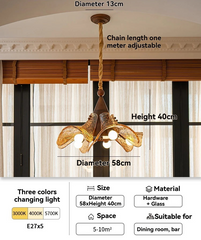 Chandelier with specifications and details on a neutral background