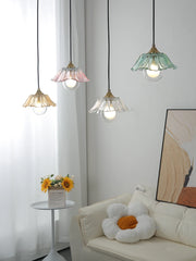 Glass Flower Pendant Light with Metal Accents Fixture