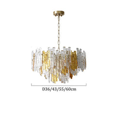 Glass Tube Chandelier with Amber and Clear Accents