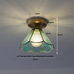 Ceiling light fixture with measurements on a neutral background