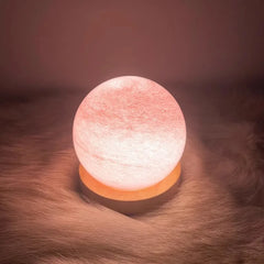Round glowing light on a furry surface