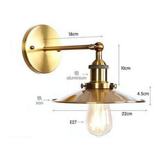 Brushed Gold Cone Shade Adjustable Wall Sconce Hanging Ceiling Light