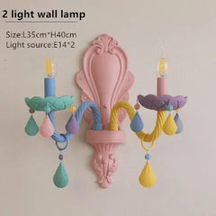 Macaron Crystal Chandelier Pastel Floral Semi-Flush Ceiling Light