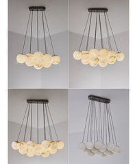 Gold Marble Bubble Cluster Pendant Light Fixture with Suspended Globes