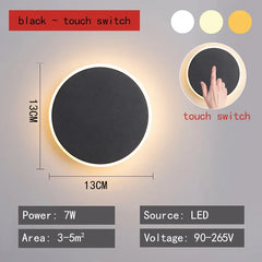 Modern Black Round LED Wall Sconce with Subtle Halo Light Effect