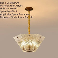 Brushed Gold Floral Pendant Light with Frosted Glass