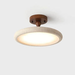 Natural Stone and Wood Semi-Flush Mount Ceiling Light Fixture