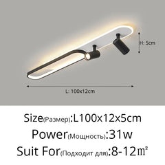 Modern Linear Spotlight Ceiling Lamp with Oval Accent