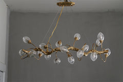 Gold Branch Chandelier with Crystal Fruit Glass Shades and Metal Frame