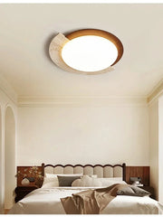 Oval Flush Mount Light with Stone Accent and Gold Metal Frame