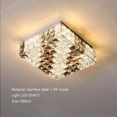 Square ceiling light fixture with crystal design on a neutral background
