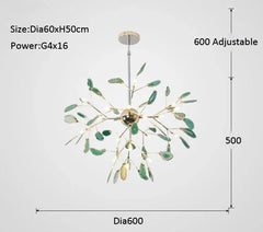 Gold Branch Sputnik Chandelier with Blue Agate Slices