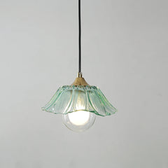 Glass Flower Pendant Light with Metal Accents Fixture