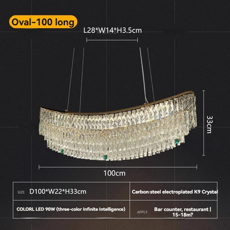 Crystal chandelier with dimensions on a black background