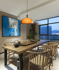 Amber Glass Dome Pendant Light with Wood Accent and Black Track Mount