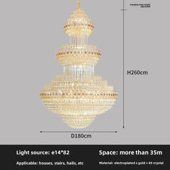 Gold Crystal Tiered Waterfall Chandelier with Golden Metal Frame