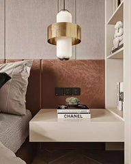 Modern Brass Ring Pendant Light with White Frosted Glass Shades
