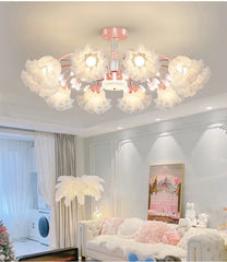 Gold Floral Semi-Flush Ceiling Light Chandelier Fixture