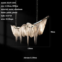 Gold Aluminum Chain Tassel Pendant Light Modern Dining Room Chandelier