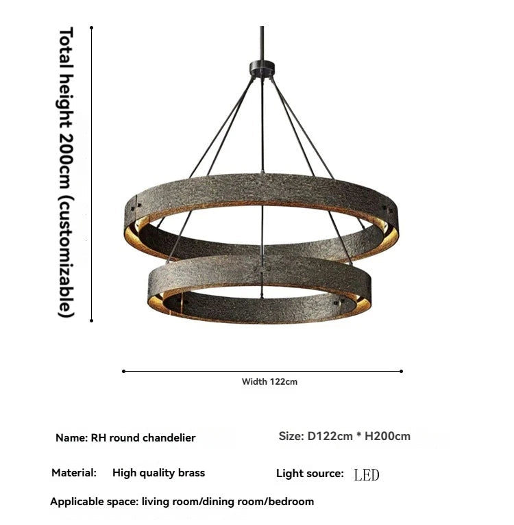 Chandelier with dimensions and specifications on a white background