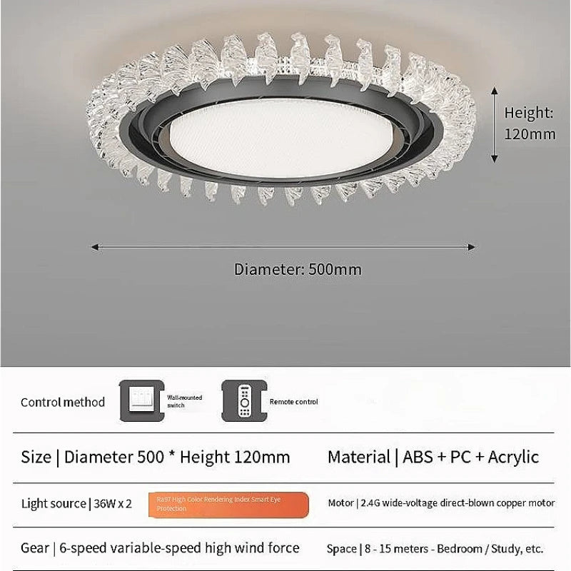 Ceiling light fixture with dimensions and features on a gray background