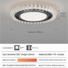 Ceiling light fixture with dimensions and features on a gray background