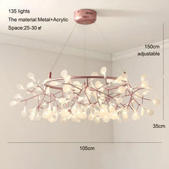 Chandelier with specifications on a white background