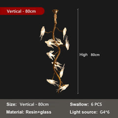 Decorative wall light fixture with birds on a black background