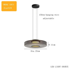 Modern Glass Disk Pendant Light with Amber, Smoke, and Green Hues
