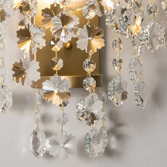 Gold Wavy Shell and Crystal Waterfall Wall Sconce
