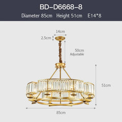 Gold Crystal Ring Tiered Chandelier Pendant Light