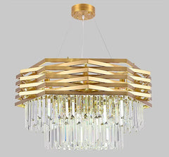 Gold Tiered Crystal Chandelier Hanging Pendant Light