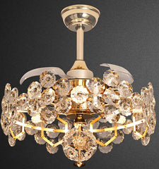 Ceiling light fixture with crystal design on a dark background