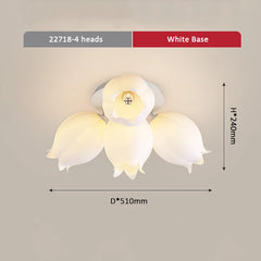 White Orchid Blossom Multi-Light Flush Mount Ceiling Light